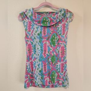 Lilly Pulitzer Show Me Some Skin Snakeskin Cowl‎ Neck Top Size XS Multi-Color